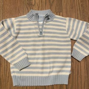 Bella Bliss size 2 quarter zip sweater stripped blue white